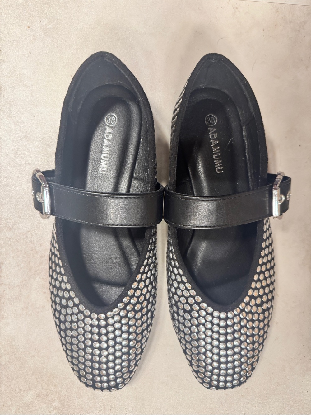 Black Studded Mary Jane Flats